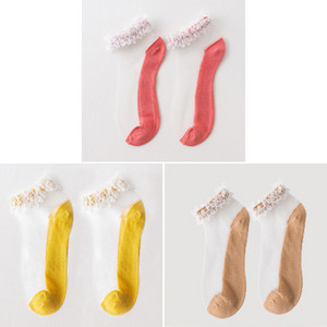 3 perechi de șosete scurte din dantelă transparentă pentru femei, șosete de vară din bumbac, subțiri, goale la gleznă, papuci de femei, moale, anti-alunecare, șosete invizibile