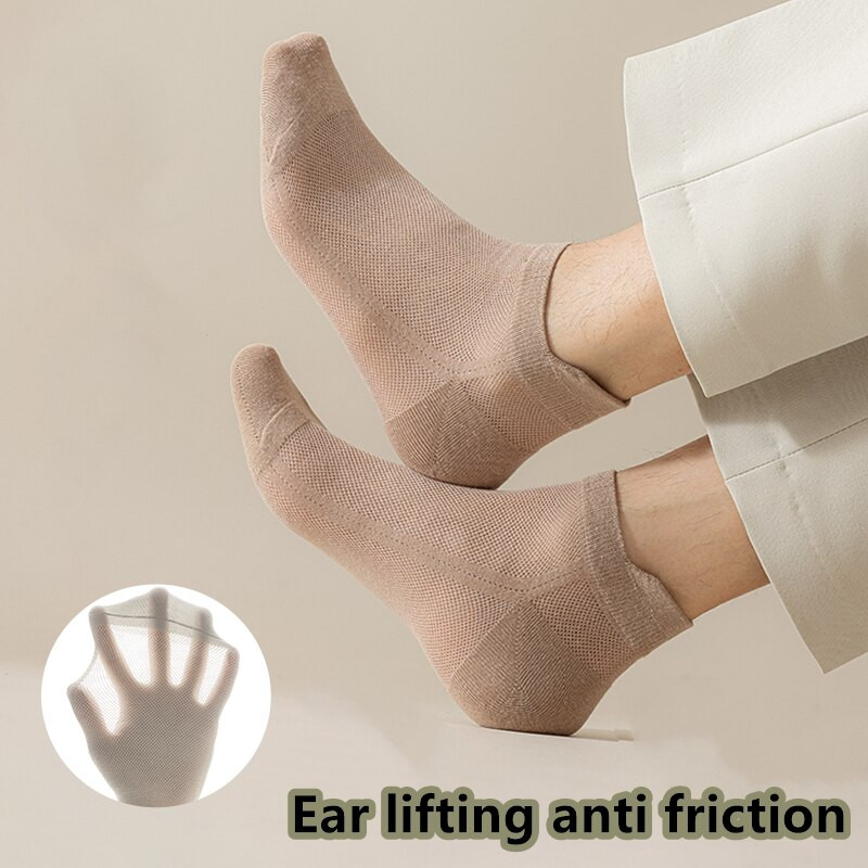 6 pár hűvös és légáteresztő hálós zokni férfiaknak Nyári sportos rövid zokni fülfülekkel és hólyagmentes kialakítással