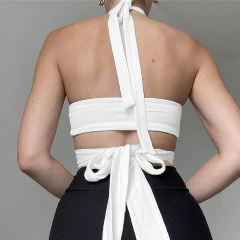 HELIAR pentru femei, sexy, fără mâneci, cu vestă cu legături, crop top Y2K, maiu cu spate, cu inel metalic, bandaj, top, camis, vară