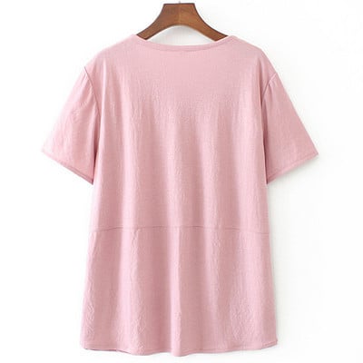 Haine de vară pentru mame în vârstă de vârstă mijlocie, tricou cu mânecă scurtă, haină pentru femei, cu gât rotund, cămașă largi de acoperire Topuri pentru femei