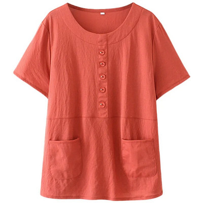 Haine de vară pentru mame în vârstă de vârstă mijlocie, tricou cu mânecă scurtă, haină pentru femei, cu gât rotund, cămașă largi de acoperire Topuri pentru femei