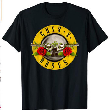 Harajuku Μαύρο μπλουζάκι Γυναικείο GUN N ROSES στάμπα Tshirt Vintage Rock Band Βαμβακερό T-shirt Κοντό μανίκι Streetwear Tumblr Top S-3XL