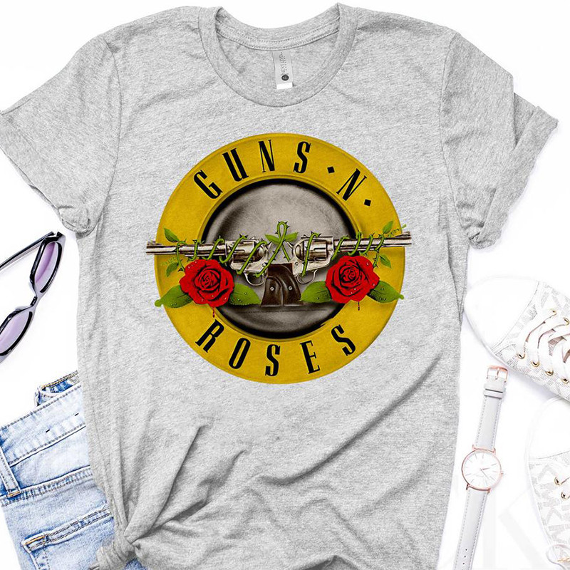 Harajuku must T-särk naiste GUN N ROSES Print T-särk Vintage Rock Band Cotton T-särk lühikeste varrukatega tänavarõivad Tumblr Top S-3XL