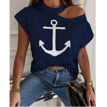 Fashion Off Shoulder στάμπα T-shirt Γυναικεία φαρδιά καλοκαιρινά κοντομάνικα νεαρά κορίτσια Λευκά casual μπλουζάκια Plus μέγεθος:S-5XL