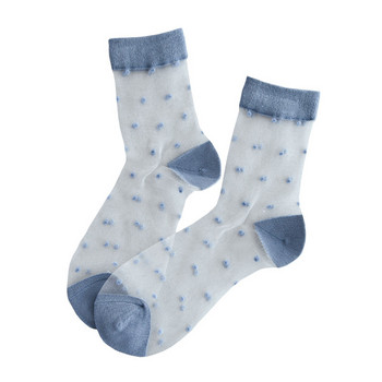 1 чифт цветни летни прозрачни забавни чорапи на точки Дамски сладки издълбани тънки къси чорапи Harajuku Ежедневни готини модни чорапи