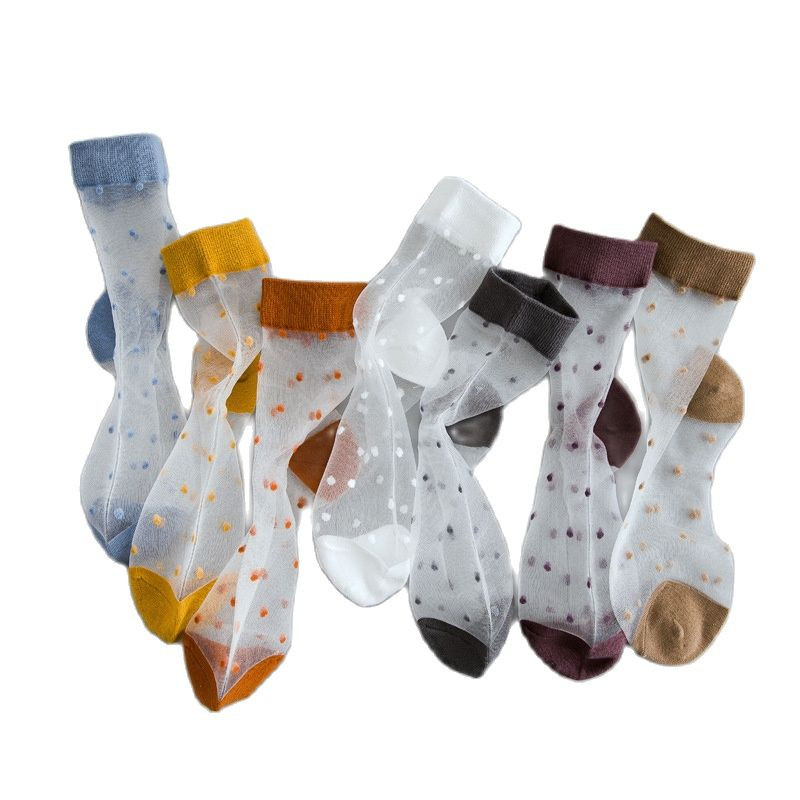 1 paari täpivärvilised suvised läbipaistvad naljakad sokid naistele armsad õõnsad õhukesed lühikesed harajuku sokid vabaaja lahedad ja moodsad sokid