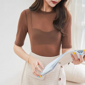 Καλοκαιρινό Y2k διαφανές διχτυωτό λεπτό μπλουζάκι Γυναικείο κοντό μανίκι O λαιμό Γυναικείες μπλούζες Μέγεθος πουκάμισου SML XL Μισόμανικο μπλουζάκια Ρούχα