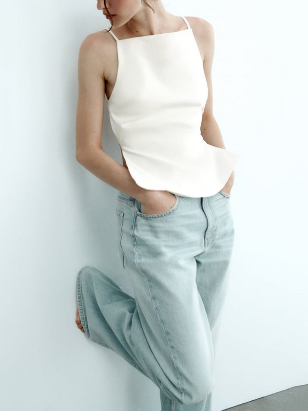 TRAF naiste High Street Sexy Camisole Tank Top Fashion Party Ümarkaela seljata Top Temperament Spice Girls Naiste