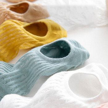 Чорапи дамски летни невидими къси модни дантелени дишащи силиконови неплъзгащи се памучни чорапи тип лодка