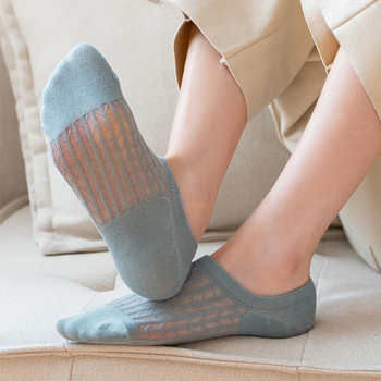 Чорапи дамски летни невидими къси модни дантелени дишащи силиконови неплъзгащи се памучни чорапи тип лодка