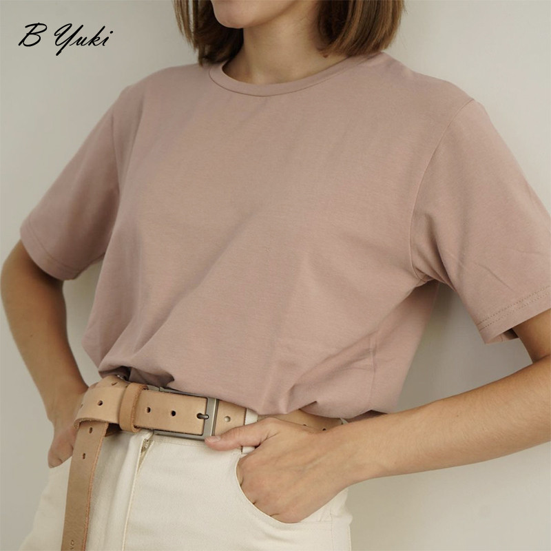 Blessyuki Basic suvine T-särk naiste uus 100% puuvillane vabaaja t-särk, naiste korea lahtine pehme lühikeste varrukatega kaelus, 10 parimat värvi