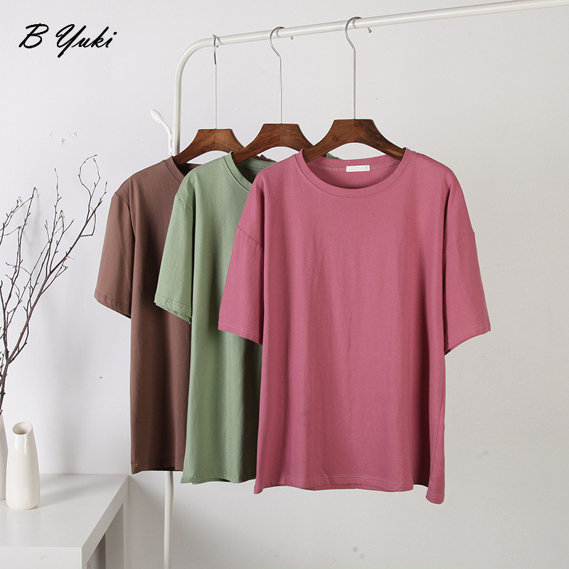 Blessyuki Basic suvine T-särk naiste uus 100% puuvillane vabaaja t-särk, naiste korea lahtine pehme lühikeste varrukatega kaelus, 10 parimat värvi