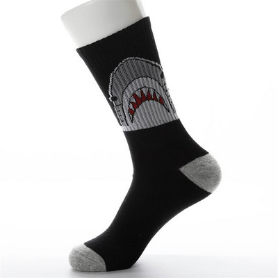 Street Style férfi pamut hip-hop zokni Harajuku gördeszka fekete fehér villámmintás boldog zokni