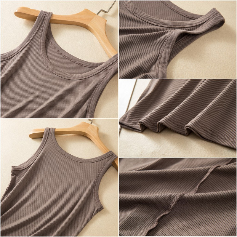 Ühevärvilised suvised naiste topid Soonik puuvillane Pehme põhjaga T-särgid Varrukateta tänavarõivad, kõik sobivad