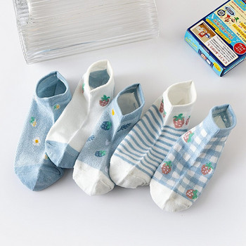 5 чифта чорапи Дамски чорапи Four Seasons INS Ягодови мрежести чорапи Дамски ниски чорапи тип лодка с плитка уста