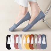 4 paari naiste madala suuga nähtamatud jääsiidist paadi sokid kommivärvi õhukesed hingavad silikoonist libisemiskindlad puuvillased sokid