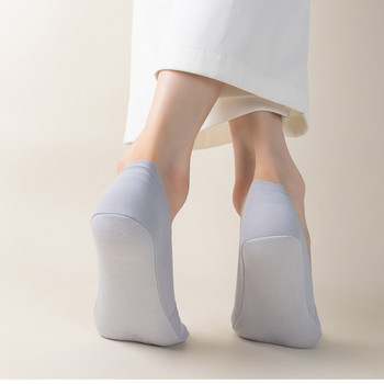 4 чифта дамски невидими ледени копринени чорапи с лодка с плитка уста и тънки дишащи силиконови неплъзгащи се памучни чорапи в цвят бонбони
