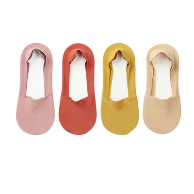 4 paari naiste madala suuga nähtamatud jääsiidist paadi sokid kommivärvi õhukesed hingavad silikoonist libisemiskindlad puuvillased sokid