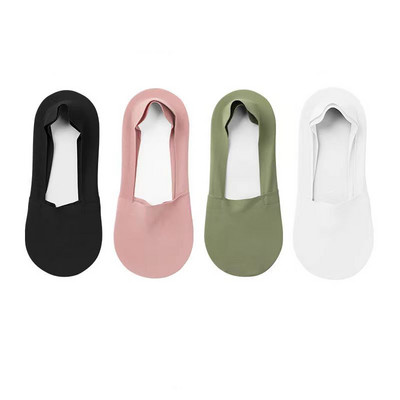 4 paari naiste madala suuga nähtamatud jääsiidist paadi sokid kommivärvi õhukesed hingavad silikoonist libisemiskindlad puuvillased sokid