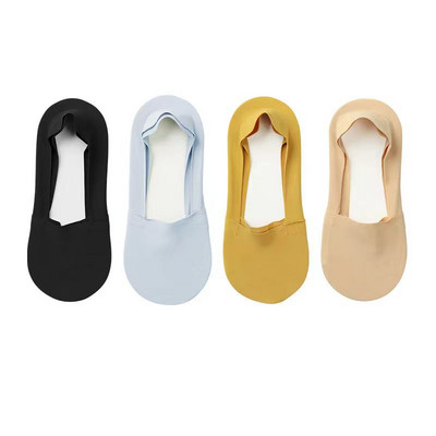 4 paari naiste madala suuga nähtamatud jääsiidist paadi sokid kommivärvi õhukesed hingavad silikoonist libisemiskindlad puuvillased sokid