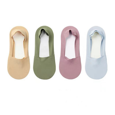 4 paari naiste madala suuga nähtamatud jääsiidist paadi sokid kommivärvi õhukesed hingavad silikoonist libisemiskindlad puuvillased sokid