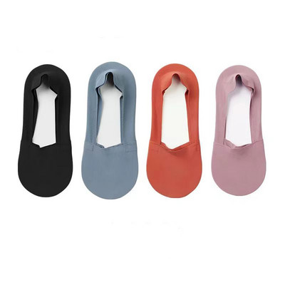 4 paari naiste madala suuga nähtamatud jääsiidist paadi sokid kommivärvi õhukesed hingavad silikoonist libisemiskindlad puuvillased sokid