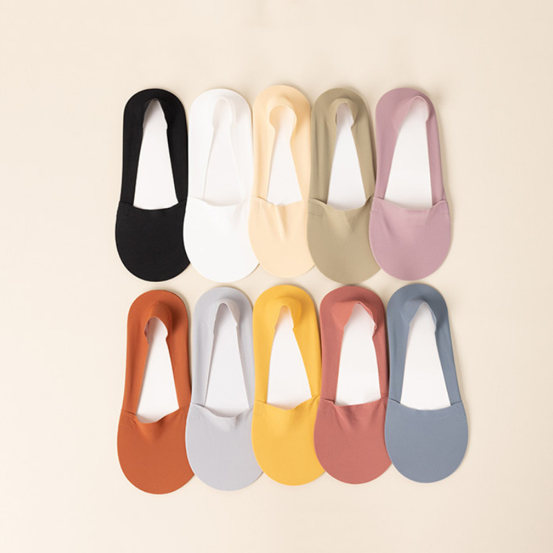 4 paari naiste madala suuga nähtamatud jääsiidist paadi sokid kommivärvi õhukesed hingavad silikoonist libisemiskindlad puuvillased sokid