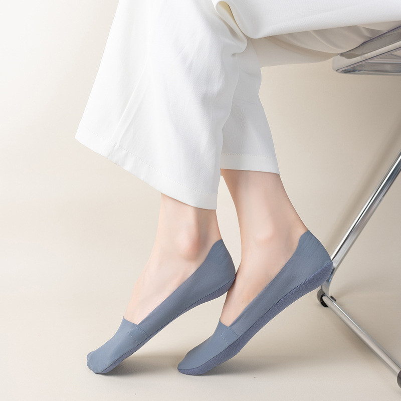 4 paari naiste madala suuga nähtamatud jääsiidist paadi sokid kommivärvi õhukesed hingavad silikoonist libisemiskindlad puuvillased sokid