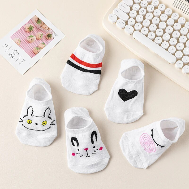 5 pari ŽENSKIH nevidljivih čarapa i papuča, pamučne protuklizne ljetne čarape za gležnjeve, ležerne prozračne tanke čarape