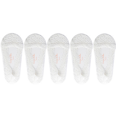 5 pāri/partijas zeķes Sieviešu potītes Īsas Neredzamas pēdas Vasaras Plānas Kokvilnas Komplekts Balts Zema Piegriezuma Laivu Mežģīnes Silikona Neslīdošs