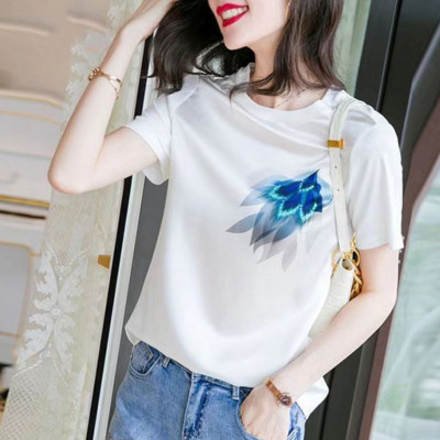 Tricou din satin de vară 2023 Tricou din mătase la modă pentru femei Tricou alb din mătase Design cu mâneci scurte Cămăși albe Luxry Sense Stain