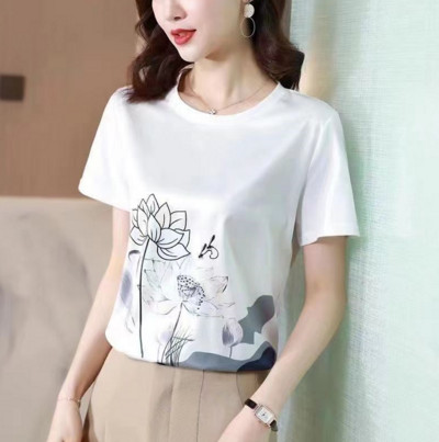 Tricou din satin de vară 2023 Tricou din mătase la modă pentru femei Tricou alb din mătase Design cu mâneci scurte Cămăși albe Luxry Sense Stain