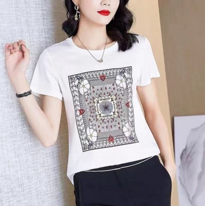 Tricou din satin de vară 2023 Tricou din mătase la modă pentru femei Tricou alb din mătase Design cu mâneci scurte Cămăși albe Luxry Sense Stain