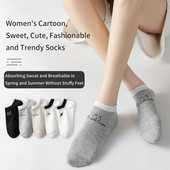5 pár nő rajzfilm Wweet betűs szlogenek aranyos mélyen kivágott kényelmes, egyszerű, légáteresztő zokni