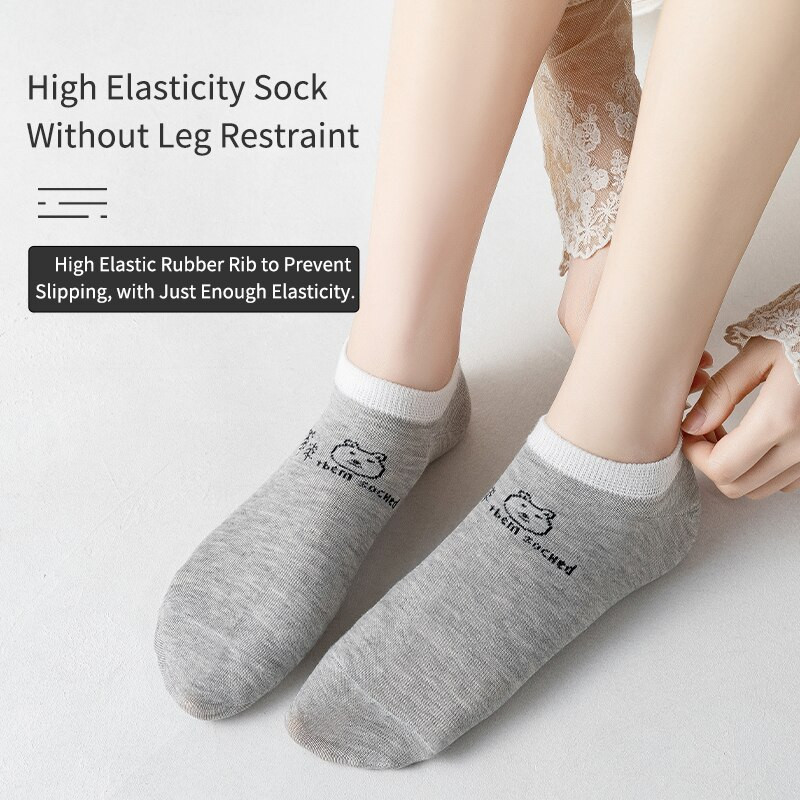 5 pár nő rajzfilm Wweet betűs szlogenek aranyos mélyen kivágott kényelmes, egyszerű, légáteresztő zokni