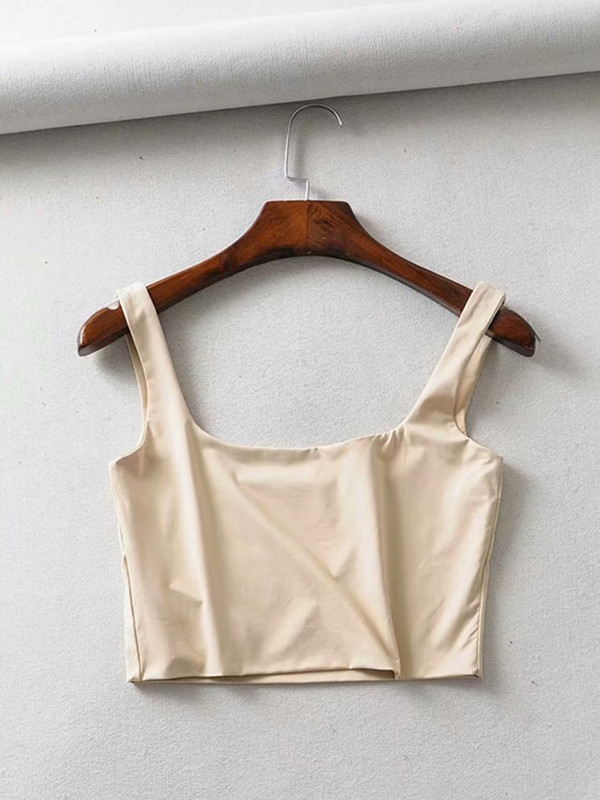 Kuum soodusmüük 2024. aasta suvine naiste seksikad varrukateta topid Moodsad lühikesed kandilise kraega 4 värvitoonid