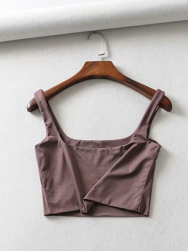 Kuum soodusmüük 2024. aasta suvine naiste seksikad varrukateta topid Moodsad lühikesed kandilise kraega 4 värvitoonid