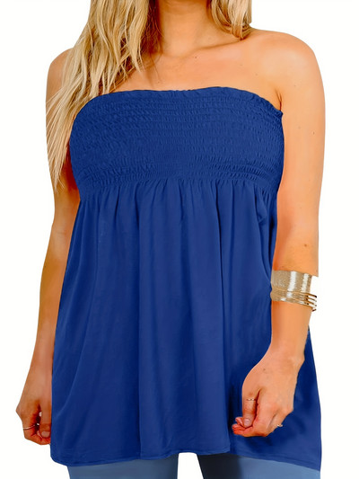 Naiste suures suuruses seksikas toruga topp daamile, vabaaja ühevärvilised varrukateta soonikuga kergelt venivad plisseeritud riided