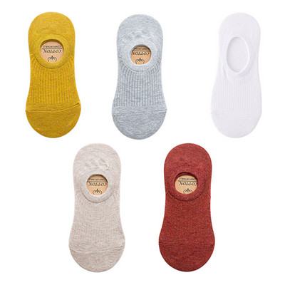 5 paari naiste nähtamatud paadi sokid suvised üliõhukesed puuvillased sokid hingavad silikoonist libisemiskindlad pahkluu madalad tüdrukud Sox Calcetines