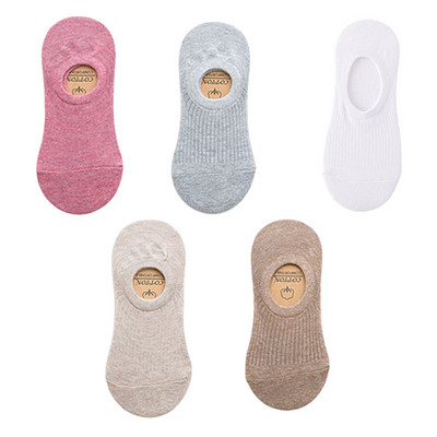 5 paari naiste nähtamatud paadi sokid suvised üliõhukesed puuvillased sokid hingavad silikoonist libisemiskindlad pahkluu madalad tüdrukud Sox Calcetines