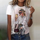 Tricouri de damă Plus Size Tricouri de vară cu decolteu O Femei Elegante Topuri imprimate pentru femei Îmbrăcăminte Moda Mâneci scurte Îmbrăcăminte de stradă