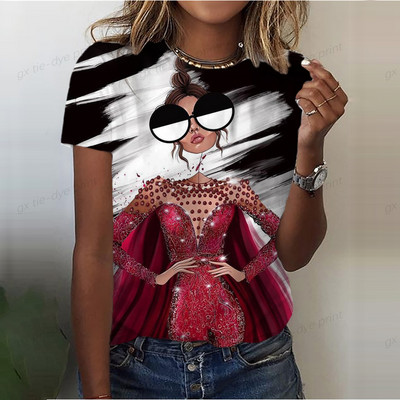 Tricouri de damă Plus Size Tricouri de vară cu decolteu O Femei Elegante Topuri imprimate pentru femei Îmbrăcăminte Moda Mâneci scurte Îmbrăcăminte de stradă