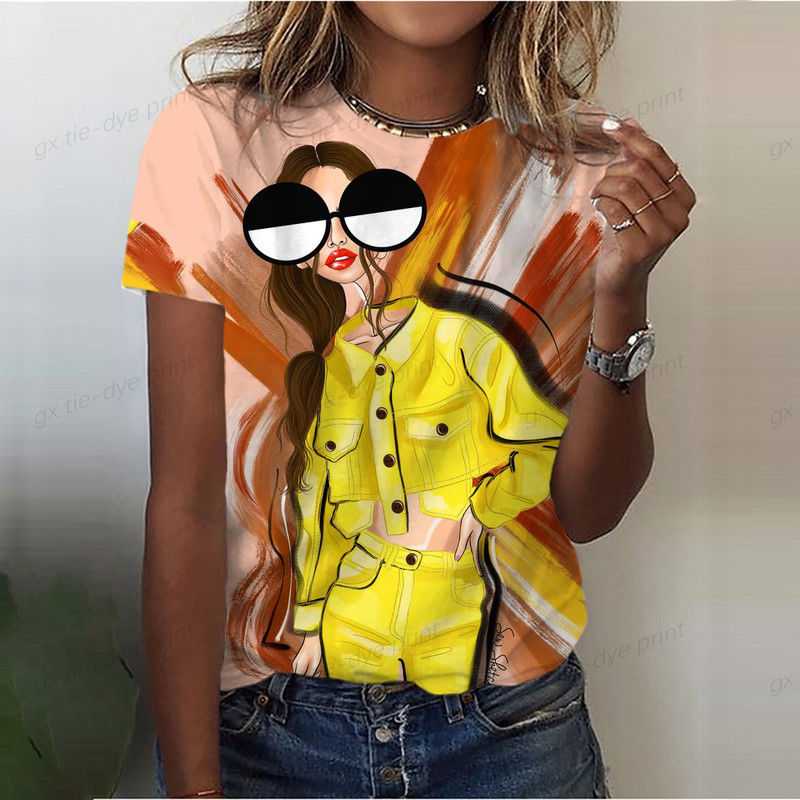 Tricouri de damă Plus Size Tricouri de vară cu decolteu O Femei Elegante Topuri imprimate pentru femei Îmbrăcăminte Moda Mâneci scurte Îmbrăcăminte de stradă
