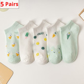 5 paari naiste naljakaid sokke kevade ja sügise puuviljajäätisesokid Harajuku üliõpilaste vaba aja veetmise paadi sokid