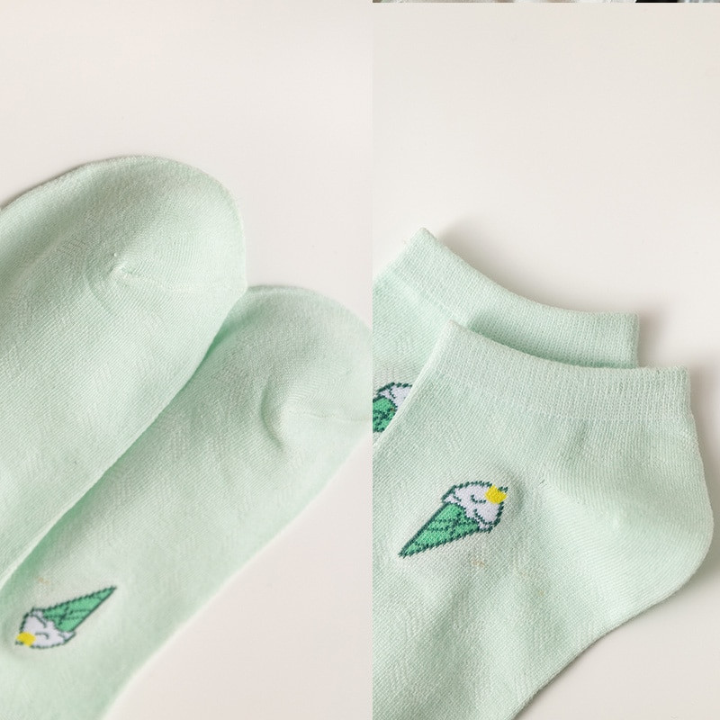 5 paari naiste naljakaid sokke kevade ja sügise puuviljajäätisesokid Harajuku üliõpilaste vaba aja veetmise paadi sokid