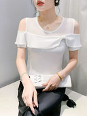 2024 Produs nou îmbinare cu gâtul în afara umărului tricou simplu pentru femeie primăvară vară femeie subțire S-3XL cu mânecă scurtă din bumbac fermecător