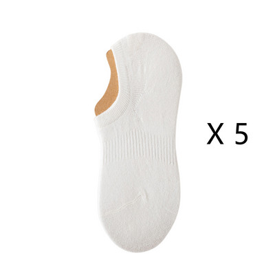 5 perechi/lot șosete de damă din bumbac de vară, culoare solidă, invizibile, decoltate, șosete de damă, pachet multiplu, uni, fără prezentare, anti-alunecare