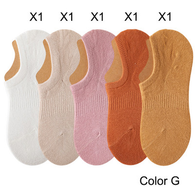 5 perechi/lot șosete de damă din bumbac de vară, culoare solidă, invizibile, decoltate, șosete de damă, pachet multiplu, uni, fără prezentare, anti-alunecare