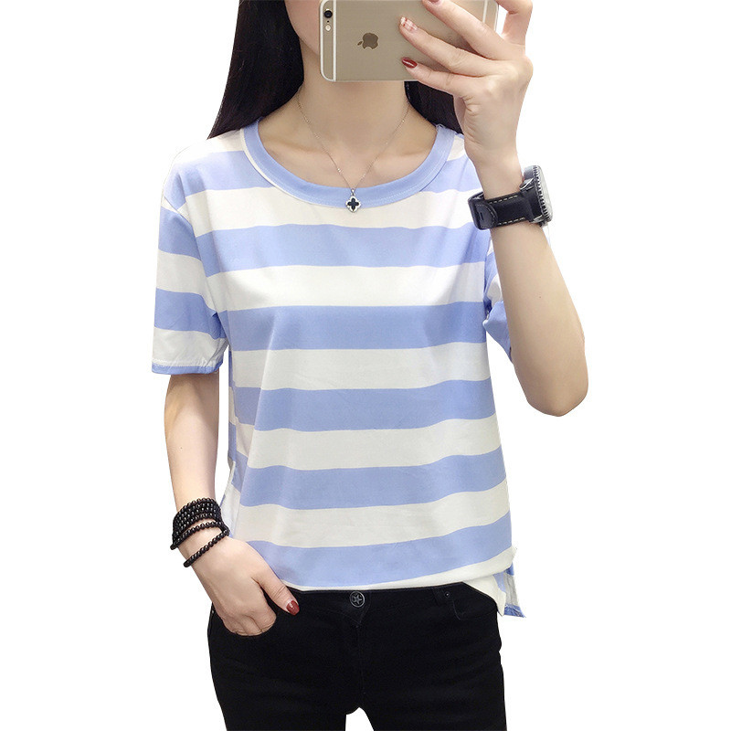 Suvine T-särk Naiste uus 2021 ms triibuline T-särk lühikeste varrukatega avarad riided Naiste T-särgid dropshipping ZBBA22