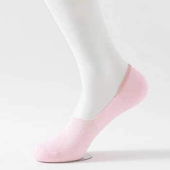5 чифта ДАМСКИ едноцветни невидими чорапи, памучни силиконови противоплъзгащи пролетни чорапи за глезена, ежедневни дишащи тънки чорапи тип лодка
